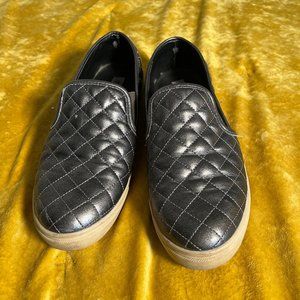 Steve Madden Ecentrcq Silver Quilted Slip On Loafers Womens Size 8.5B